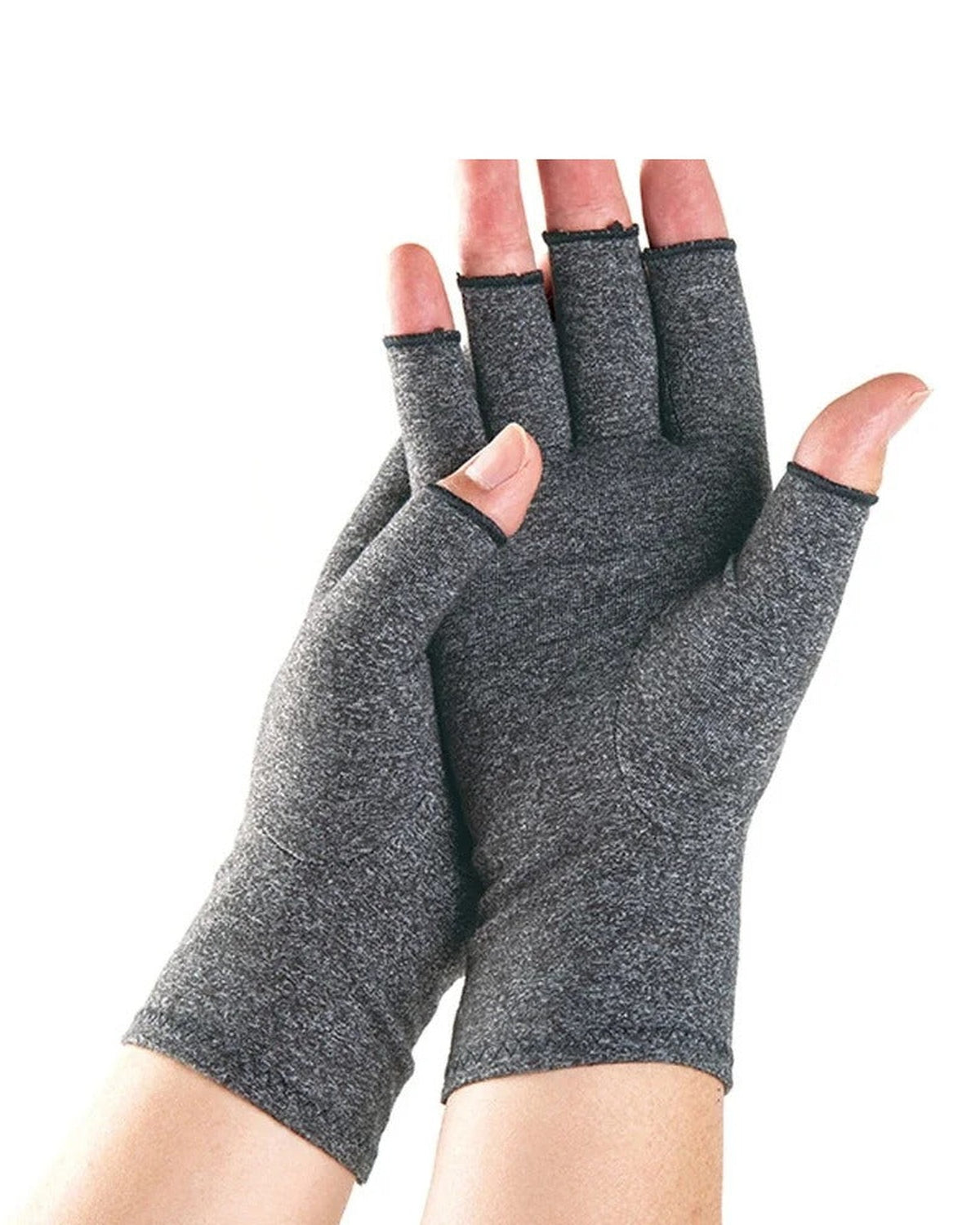 Heather Gray fingerless arthritis compression gloves