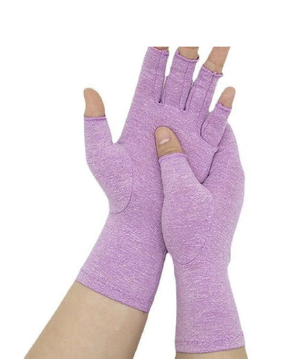 Purple fingerless arthritis compression gloves