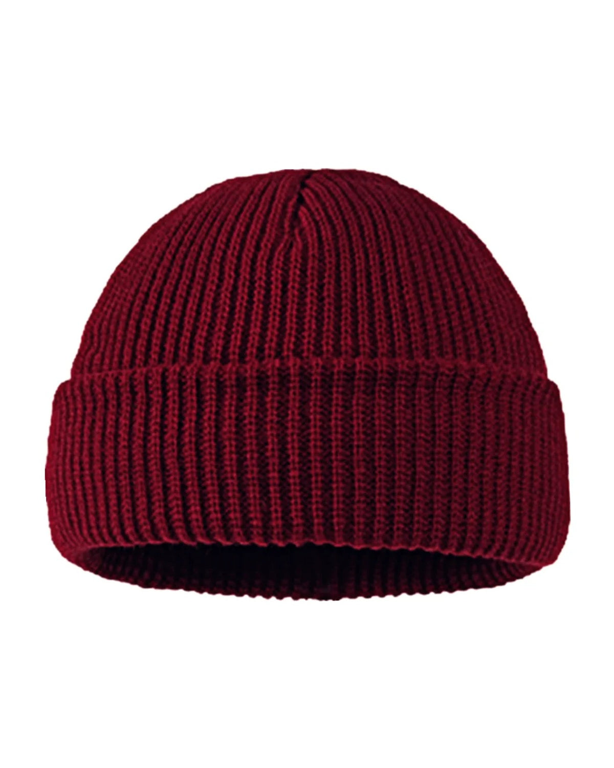 Wine Red short rib knit fisherman beanie