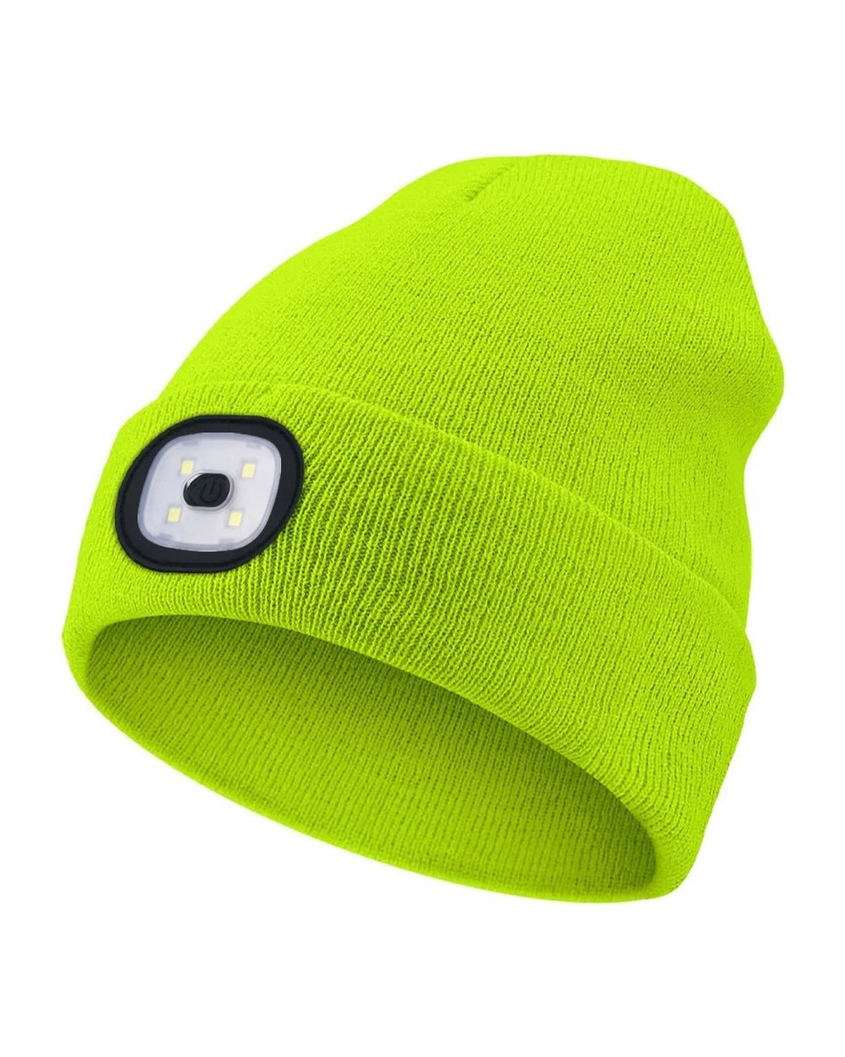 Neon Green LED beanie with rechargeable light