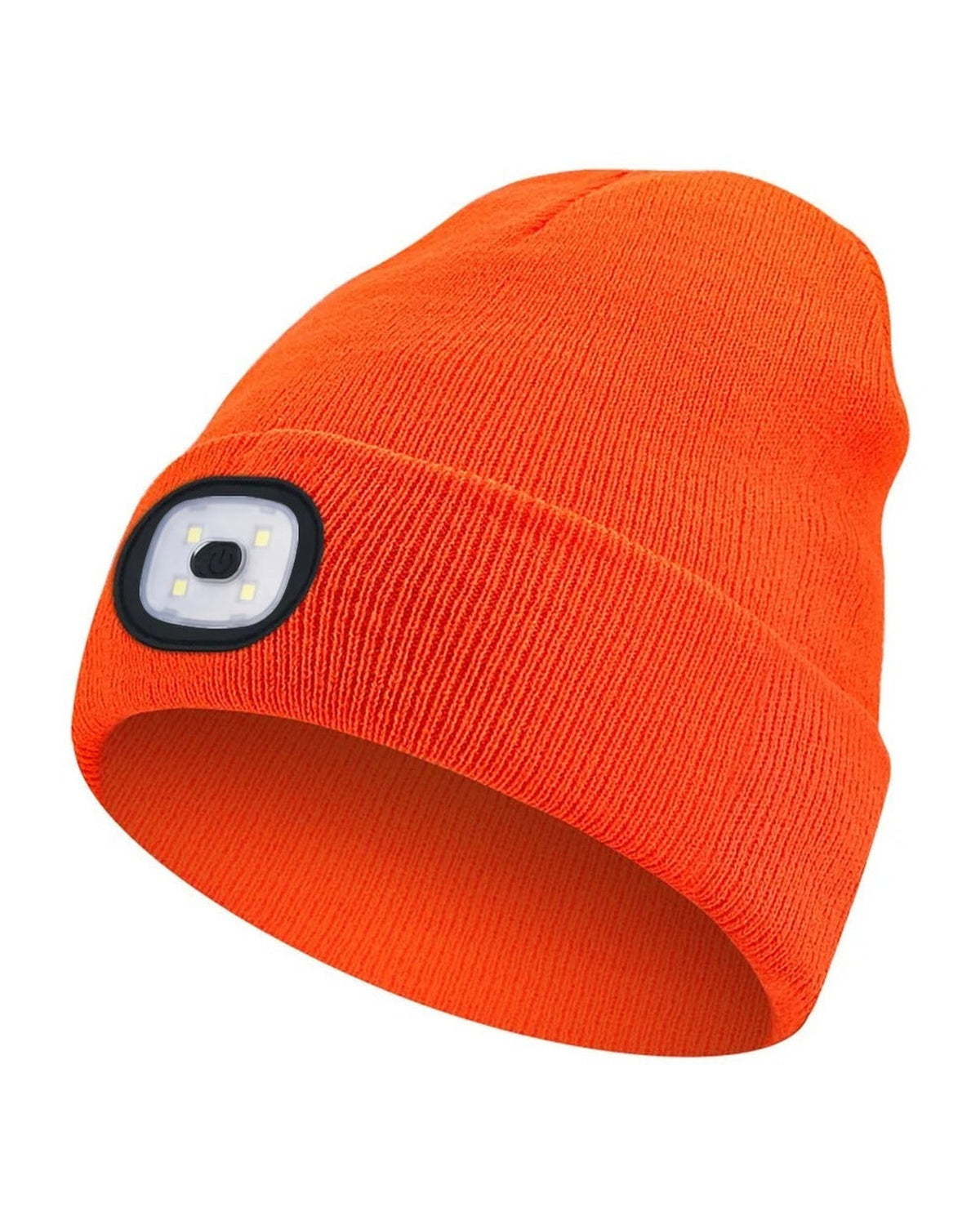 Orange LED beanie with rechargeable light