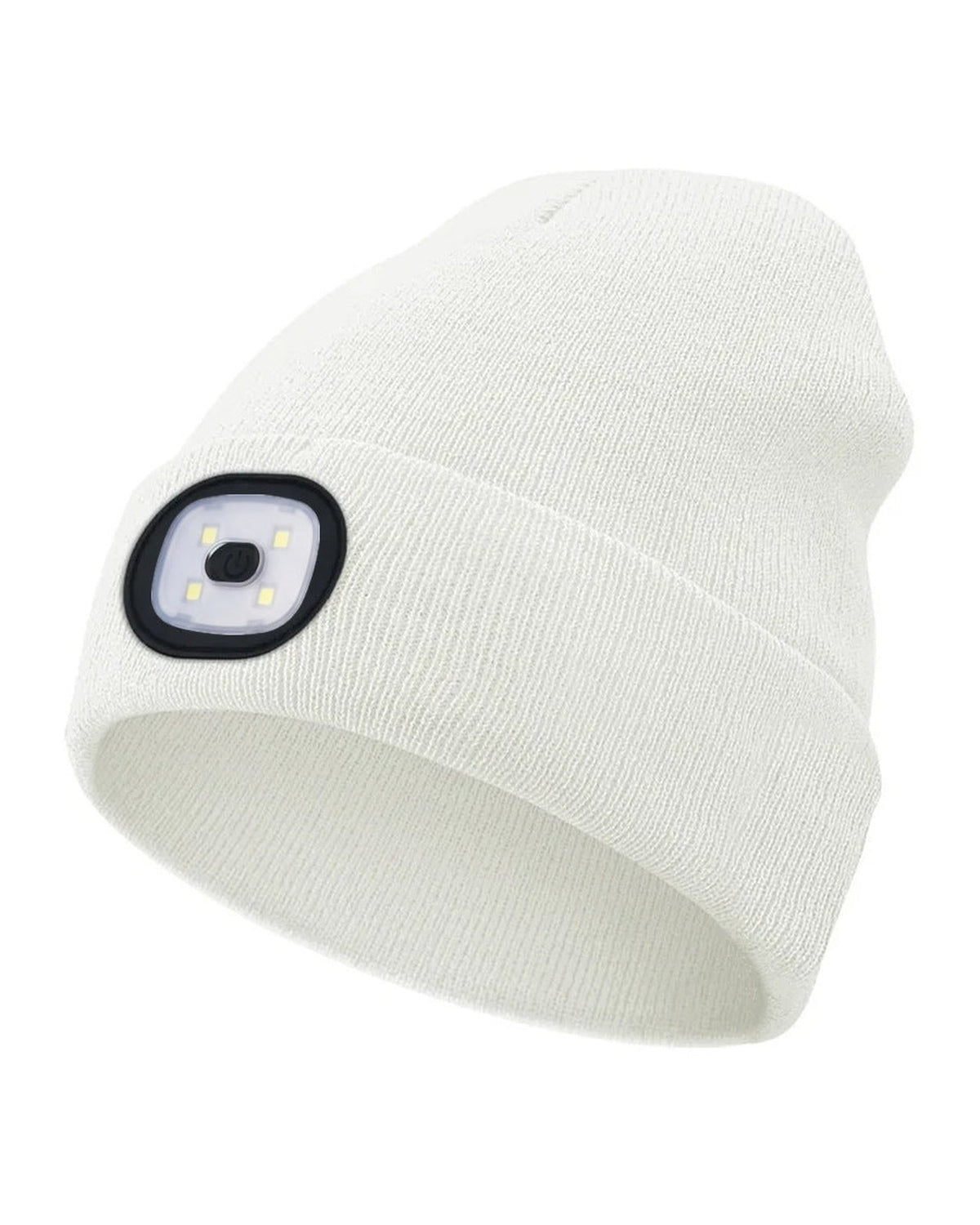 White LED beanie with rechargeable light