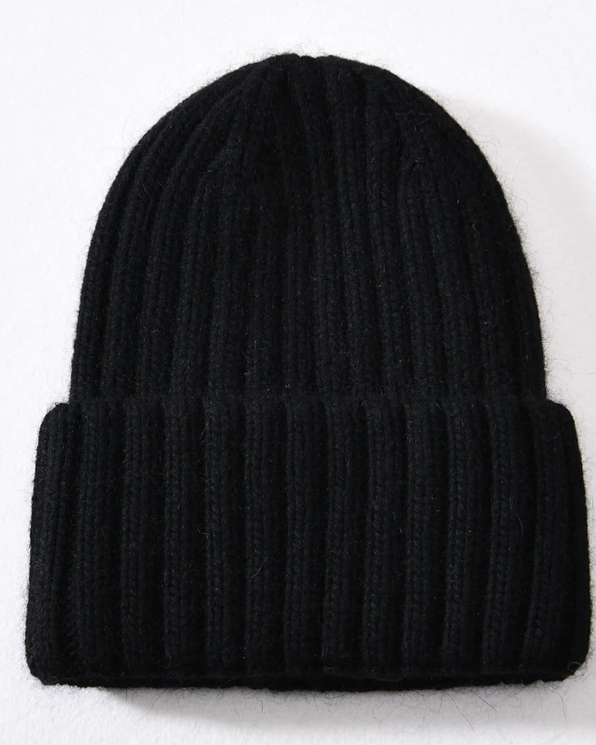 Black satin lined beanie with fold-over cuff