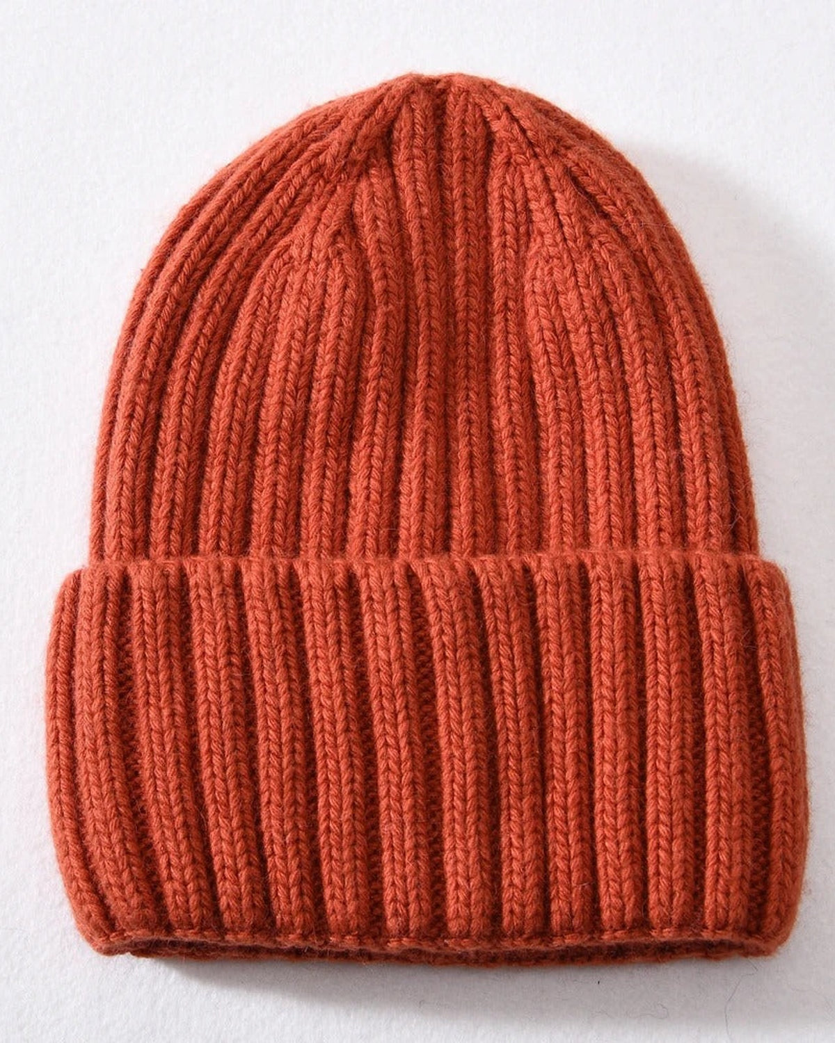 Brick satin lined beanie with fold-over cuff