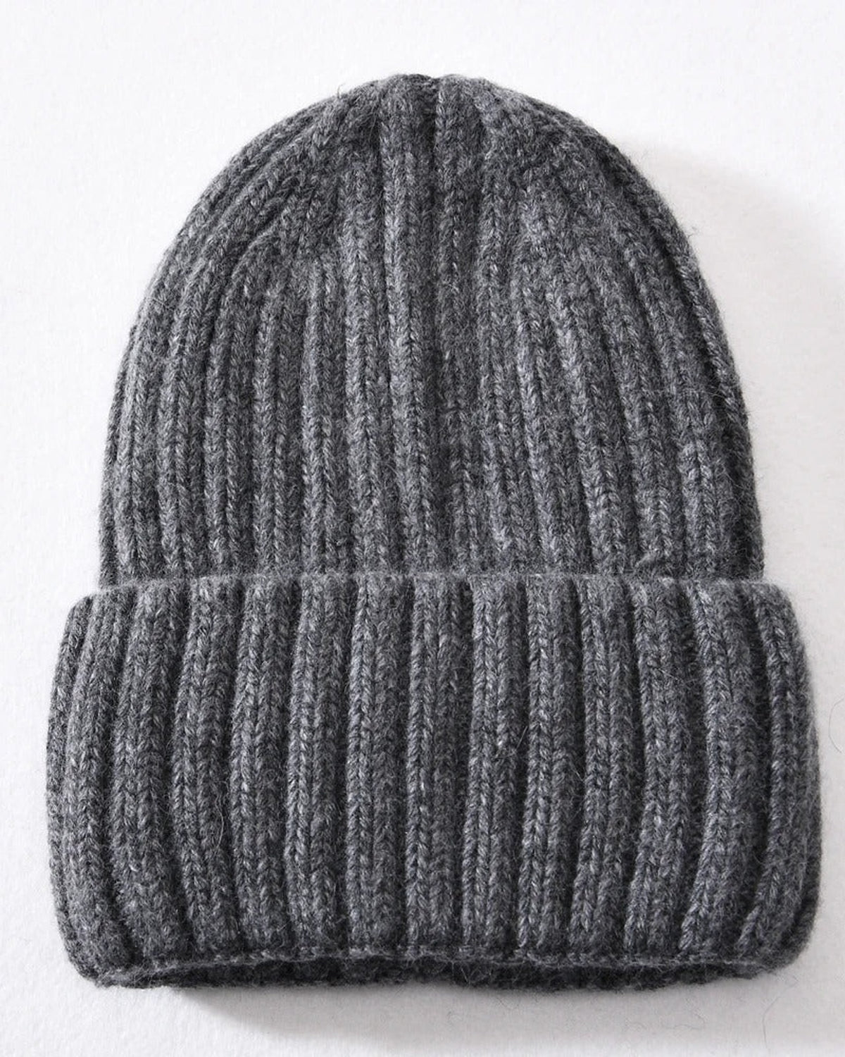 Dark Gray satin lined beanie with fold-over cuff