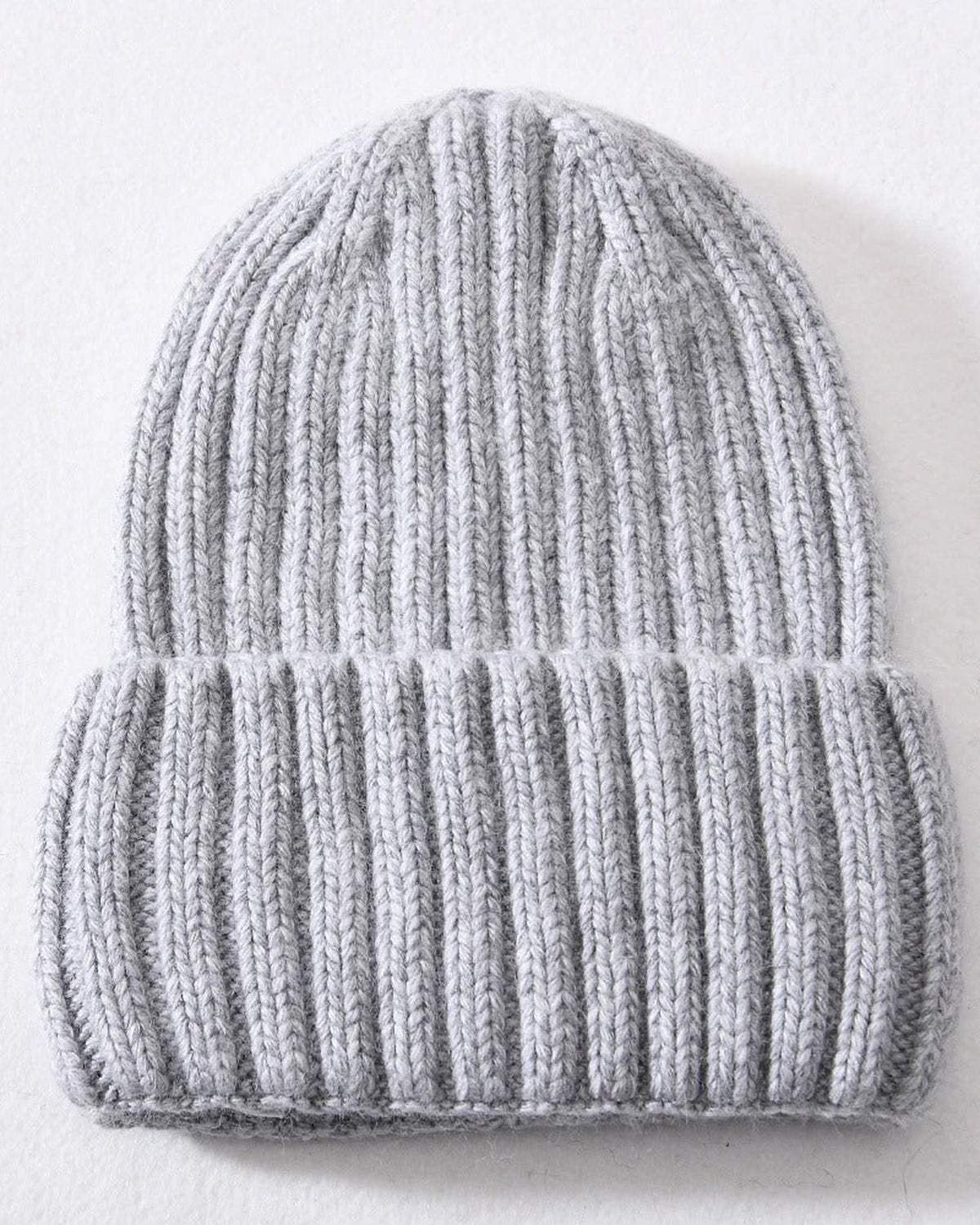 Light Gray satin lined beanie with fold-over cuff