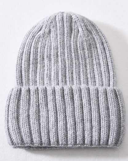 Light Gray satin lined beanie with fold-over cuff