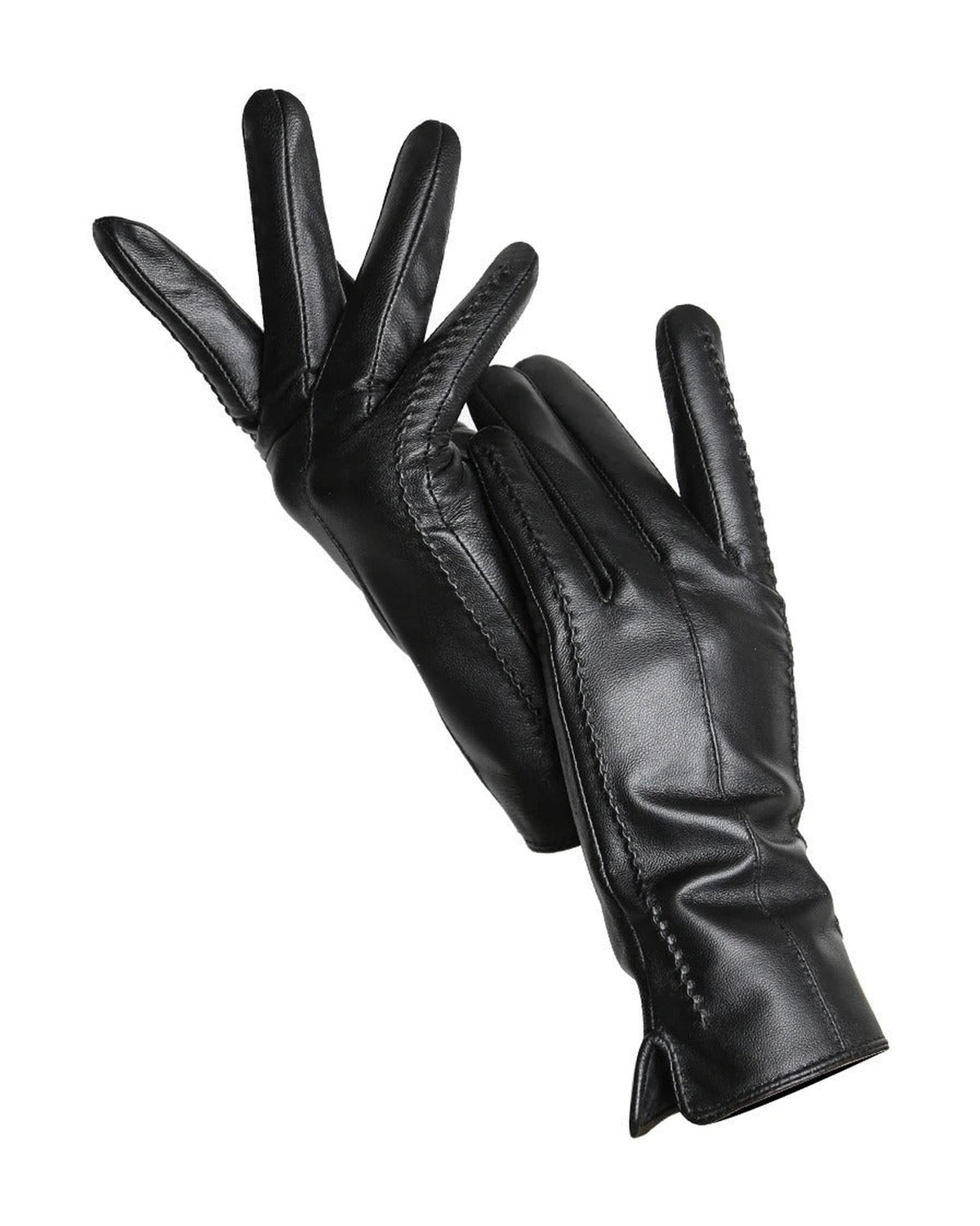 Black touchscreen leather gloves for women