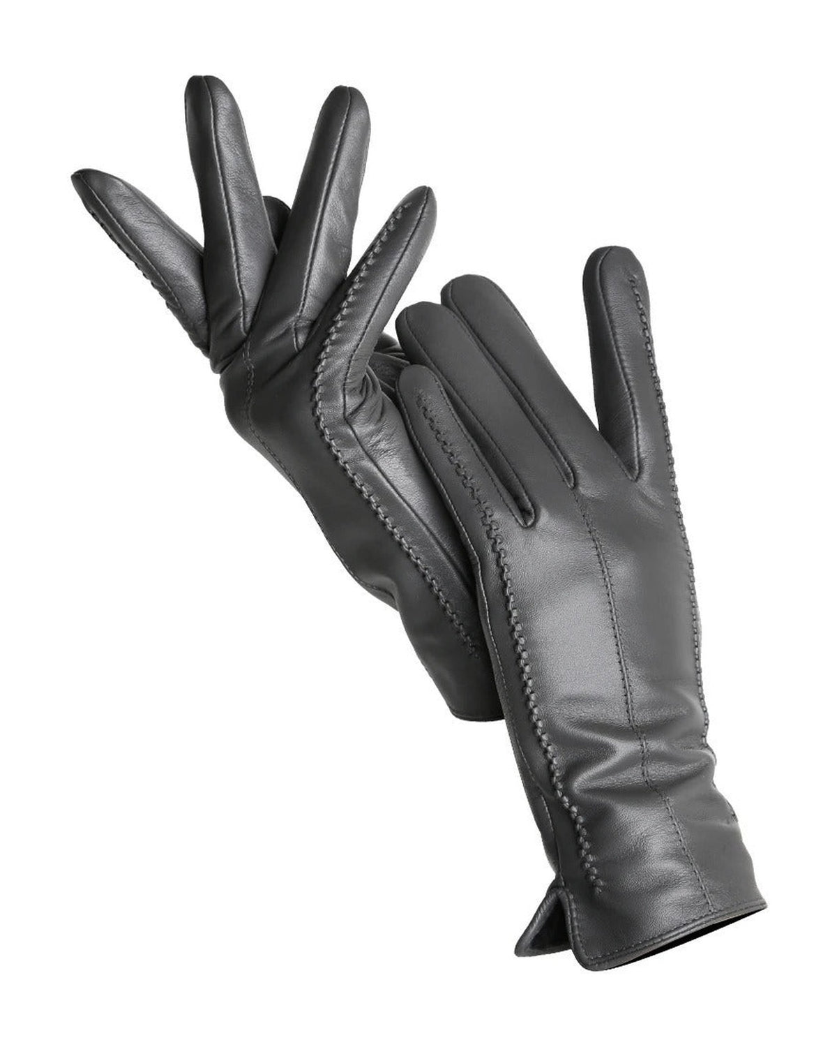 Dark Gray touchscreen leather gloves for women