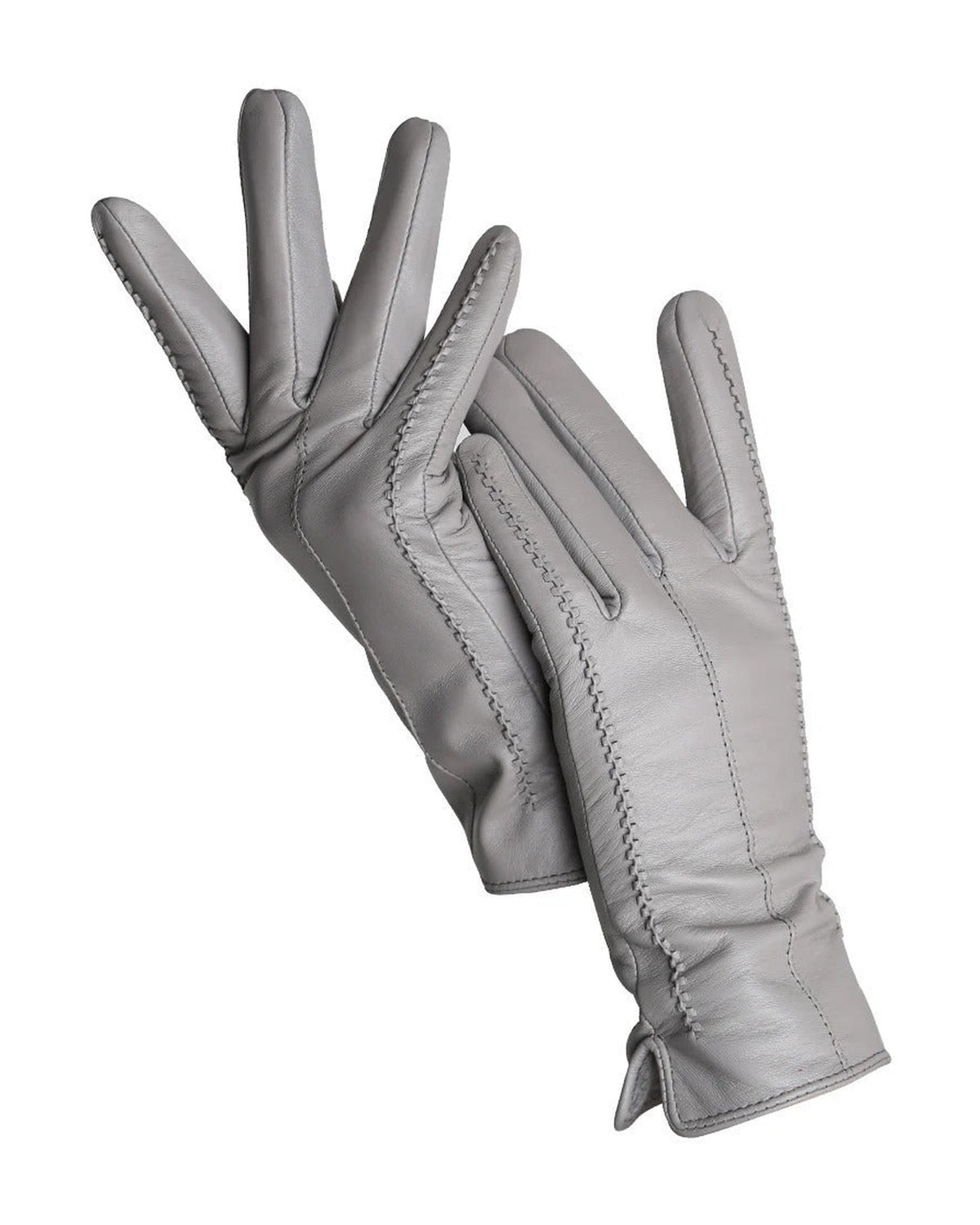 Gray touchscreen leather gloves for women