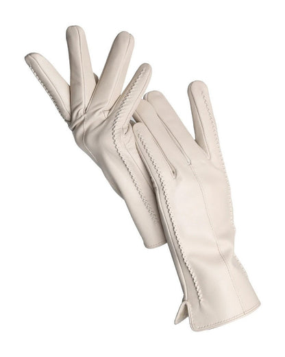 Ivory touchscreen leather gloves for women